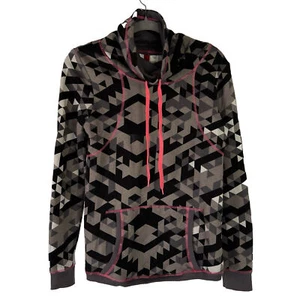 H&M Divided Sweatshirt Größe 6 Wasserfallausschnitt geometrisches Muster rosa Akzent Frottee Lounge neu ohne Etikett - Bild 1 von 16