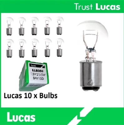 10 x Genuine Lucas LLB380 Bulbs Stop and tail Light LLB380 P21/5W - Image 1 of 3