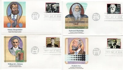 USPS FDC Fleetwood Cachet #3061-64 – 1996 32c Pioneers of Communication ST3145 - Image 1 of 4