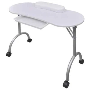 Mesa de manicura plegable con ruedas, Negro/Blanco Uñas Salón De Belleza mueble - Imagen 1 de 14