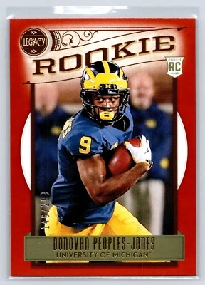 2020 Panini Legacy Red Parallels #168 Donovan Peoples-Jones RC Michigan #'d/299 - Image 1 of 2