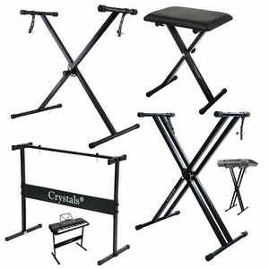 Double Braced Height Adjustable X Frame Music Piano Keyboard Stand & Bench Chair - Picture 1 of 32