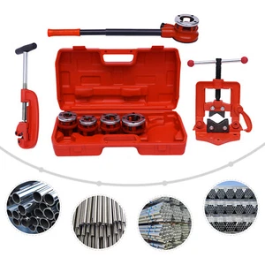 Ratchet Pipe Threader Kit Set With 5 Dies :3/8'', 1/2'', 3/4'', 1'', 1-1/4''BSPT - Picture 1 of 12