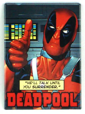 Ímã de geladeira Deadpool Marvel Comics He'll Talk Until You Surrender novo - Imagem 1 de 2
