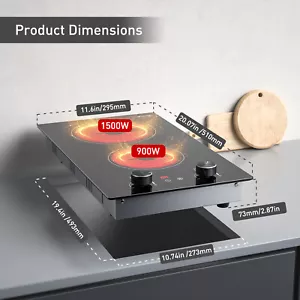 Electric Radiant Cooktop 2 Burner Portable Electric Stove Top Knob Control 1800W - Picture 1 of 13