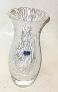 Caithness Scotland dusk White & Clear Art Glass Small Vase original label 5" - Picture 1 of 2