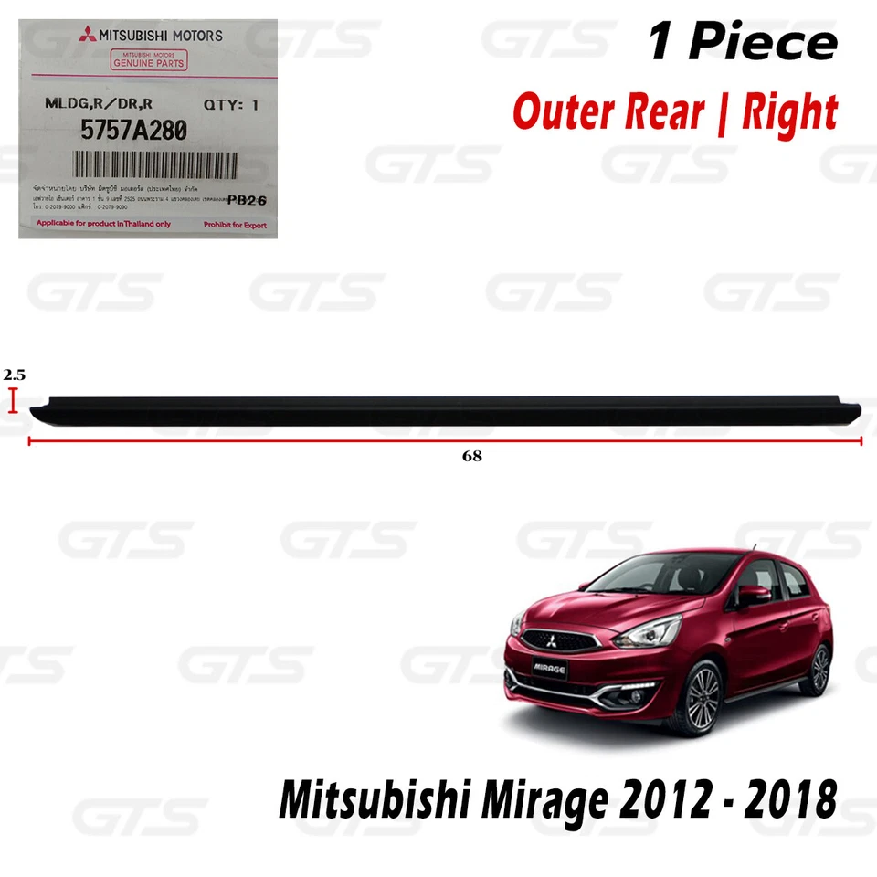 Rear Rh Outer Weatherstrip Door Belt Fits Mitsubishi Mirage Space Star 12 14 18 - Image 1 of 4