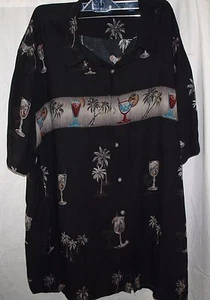 John Ashford Hawaiian Aloha Tropical Drink Bartender Camp Shirt Men's 2XL - Picture 1 of 5