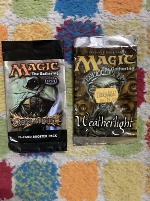 MTG: WEATHERLIGHT and ONSLAUGHT empty Booster Pack wrappers, NO CARDS, 1997 - Image 1 of 2