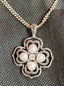 Premier Designs London Antiqued Matte Silver Plated Faux Pearls/Crystal Necklace - Picture 1 of 22