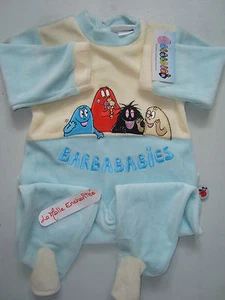 PYJAMA BARBAPAPA VELOURS BLEU/BEIGE BARBABIES 12 MOIS NEUF - Imagen 1 de 1