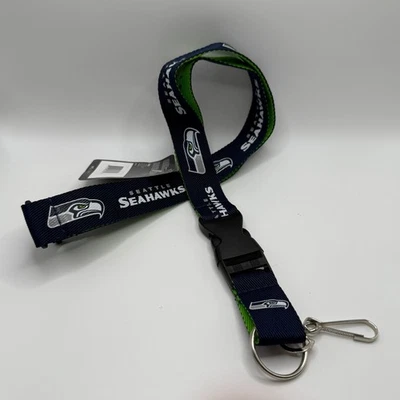 Seattle Seahawks NFL Lanyard Detachable Buckle Key Chain Ring ID Holder NWT - Image 1 of 4