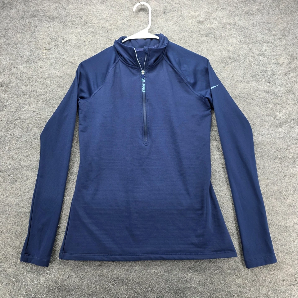 Nike Pro Hyperwarm 1/4 Zip Shirt Womens Large Long Sleeve Stretch Athletic Top - Image 1 of 4