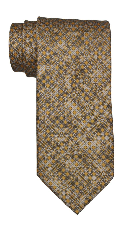 Corbata geométrica Stefano Ricci amarillo satinado Foto 1 de 1