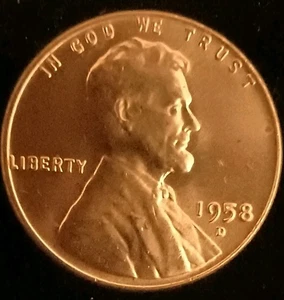 1958-D 1c Lincoln Wheat Penny RARE DDO Blazing Red BU  - Picture 1 of 4