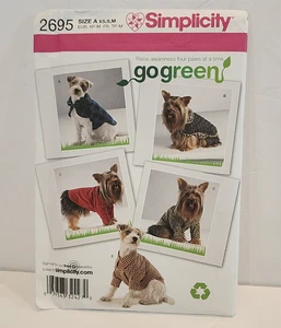 Simplicity 2695 Go Green Hundekleidung Shirt Mantel Schnittmuster ungeschnitten XS S M - Bild 1 von 4