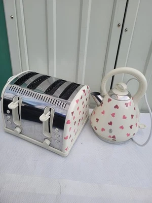 Emma Bridgewater Russell Hobbs Pink Heart Kettle & 4 Slice Toaster Kitchen Set  - Image 1 of 4