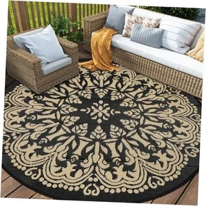 Round Outdoor Patio Rugs 8Ft Waterproof Indoor Outdoor Area Rugs Clearance - Picture 1 of 8