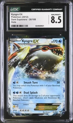 CGC 8.5 NM MINT Kyogre EX 26/108 Black & White Dark Explorers Holo Rare Pokemon - Image 1 of 2