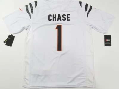 Camiseta blanca para hombre Ja'Marr Chase #1 Cincinnati Bengals Game On-Field nueva con etiquetas Foto 1 de 3