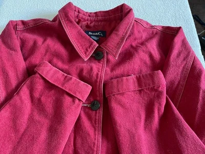 Denim & Co Women’s Red Button Front Jacket XL Cotton Blend Lined Casual Coat - Image 1 of 4