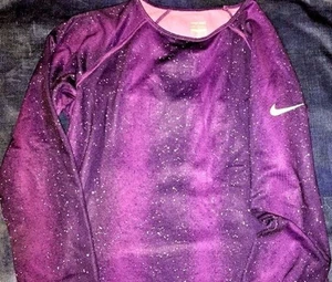 NIKE DRI FIT Púrpura Plata Motas Yoga Correr Manga Larga Camisa Mujeres Talla M - Imagen 1 de 8