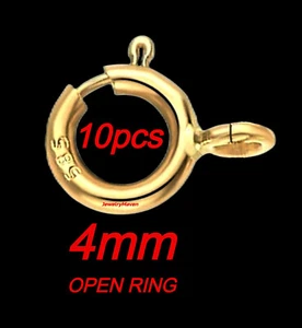 (10) PAQUETE A GRANEL 4 mm PEQUEÑO Oro Sólido Amarillo 14k Cierre ABIERTO Salto EE. UU. - Imagen 1 de 4