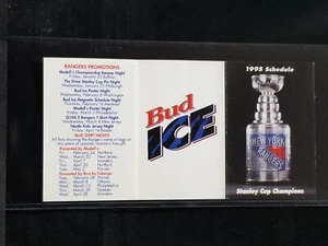 🏒SHARP! 1995 New York Rangers Stanley Cup🥅 Bud Ice ~ Pocket Calendar Schedule - Picture 1 of 2