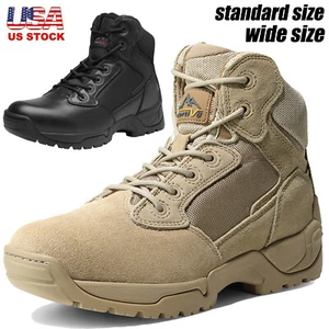 Mens WIDE SIZE Military Tactical Boots Motorcycle Combat Ankle Work Hiking Boots - Picture 1 of 23