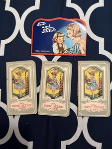 Lot of 4 VINTAGE NEEDLE SEWING BOOKS KITS with some needles colorful - Picture 1 of 5