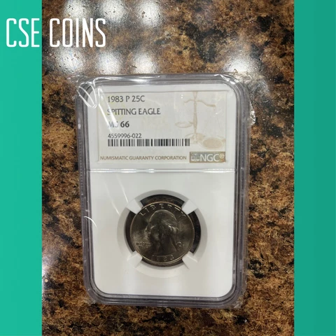 1983 P Washington Quarter - NGC MS-66 SPITTING EAGLE -Rare TOP POP Cover