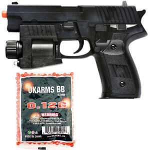 AIRSOFT SPRING HAND GUN PISTOL w/ 1000 BBs LASER SIGHT LED FLASHLIGHT 6mm BB 