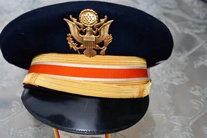 Vietnam war US Army Service Uniform ASU Dress Blue Officers Hat orange piping - Picture 1 of 6