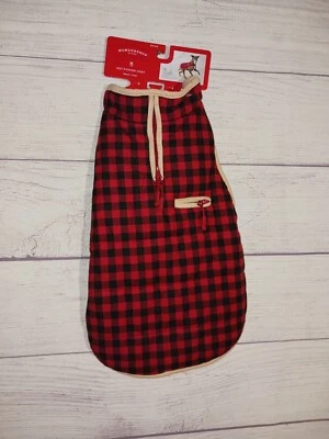 Target Flannel Plaid Red Linned Coat Medium Winter Warm Dog Vest Up To 40 Lb NEW - Image 1 of 4