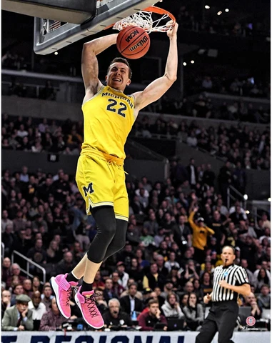 Duncan Robinson Michigan Wolverines Unsigned Yellow Jersey Dunking Photo Cover