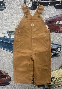 Carhartt Youth Overalls Size 12M Brown Duck Canvas Bib Kids Child Carpenter Bibs - Picture 1 of 11