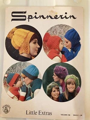 Spinnerin Little Extras Magazine Vol 198 Knitting Beanies Scarfs Caps Vntg 1968 - Image 1 of 3