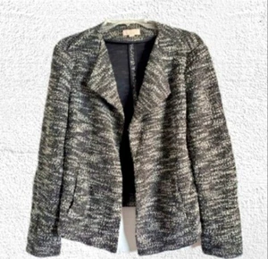 Ann Taylor LOFT Blazer Black And White Open Size M - Picture 1 of 6