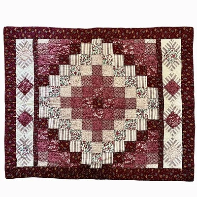 JCPENNEY Home Collection Quilted Patchwork Pillow Case Sham Queen Size Pink Red - Image 1 of 4