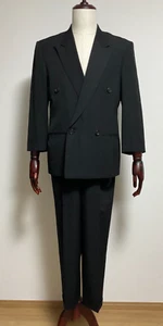 Y's for men Double Suit Set Up Black Wool 100% Very Beautiful size S - Picture 1 of 16