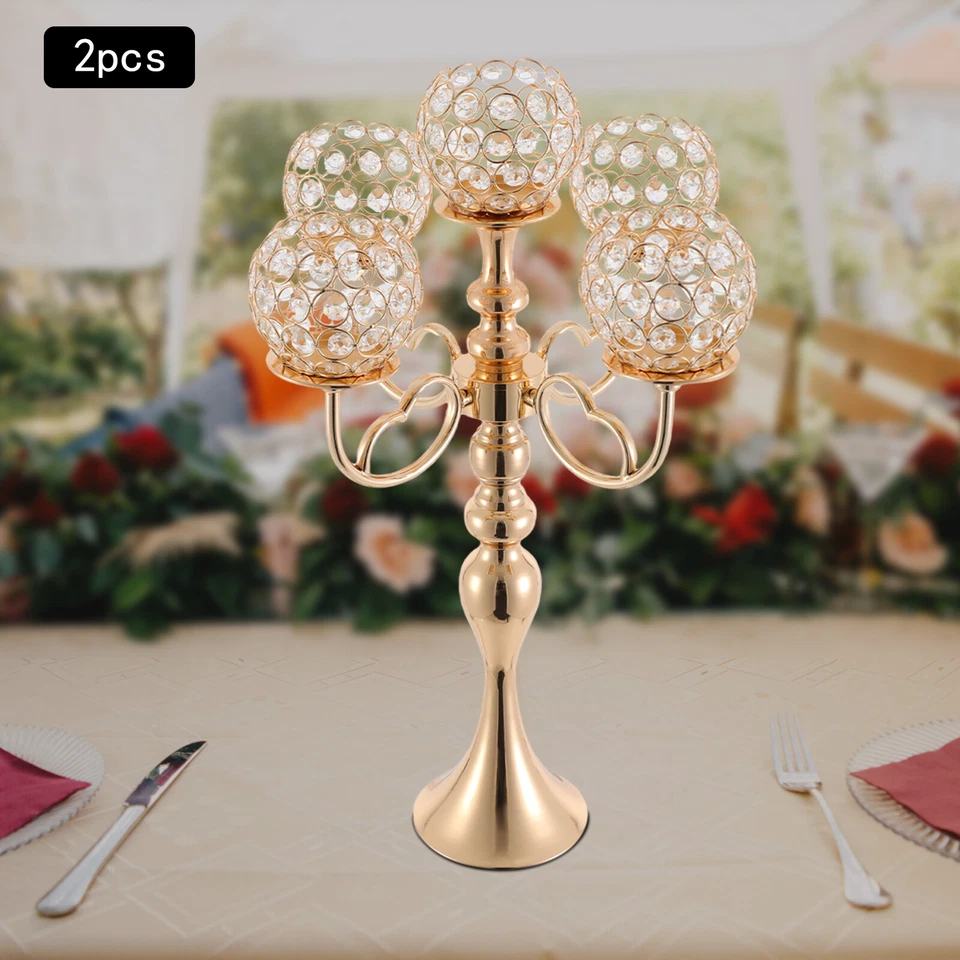 Candelabro de 5 brazos, candelabro de mesa, candelabro dorado Foto 1 de 4