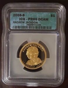 2008-S Andrew Jackson Dollar ICG- PR69 DCAM Certified Uncirculated Proof - Picture 1 of 7