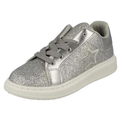 Niña Spot On Estrella Detallado Plata Purpurina Sintético Entrenador: H2642 - Imagen 1 de 4