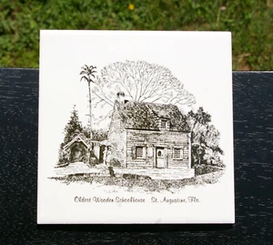 Ältestes hölzernes Schulhaus St. Augustine Fla FL 6" Kunst Wandbehang Fliese - Bild 1 von 4