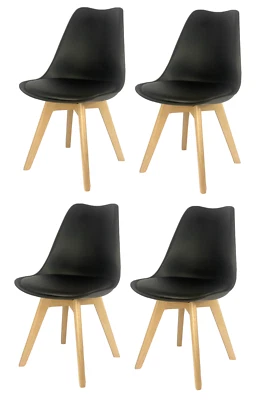 SET 4 sedie a conchiglia sedie sala da pranzo sedie sedia sala da pranzo nere nuove OV - Immagine 1 di 4