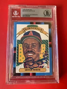 Devon White Angels 1988 Donruss DK Diamond Kings Card Signed Auto Beckett BAS - Picture 1 of 2