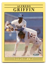 Alfredo Griffin 1991 Fleer #201 Los Angeles Dodgers BASEBALL