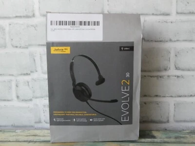 Jabra Evolve 2 30 Black Stereo Lightweight Portable Wired On Ear Headset NIB - Image 1 of 3