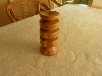 Kerzenhalter rustikal Holz Vintage Dm 7,5 CM Höhe 16 cm - Bild 1 von 4