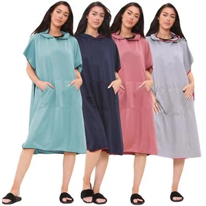 Unisex Beach Changing Bath Robe Hooded Quick Dry Poncho Bathrobe Adult - Picture 1 of 24